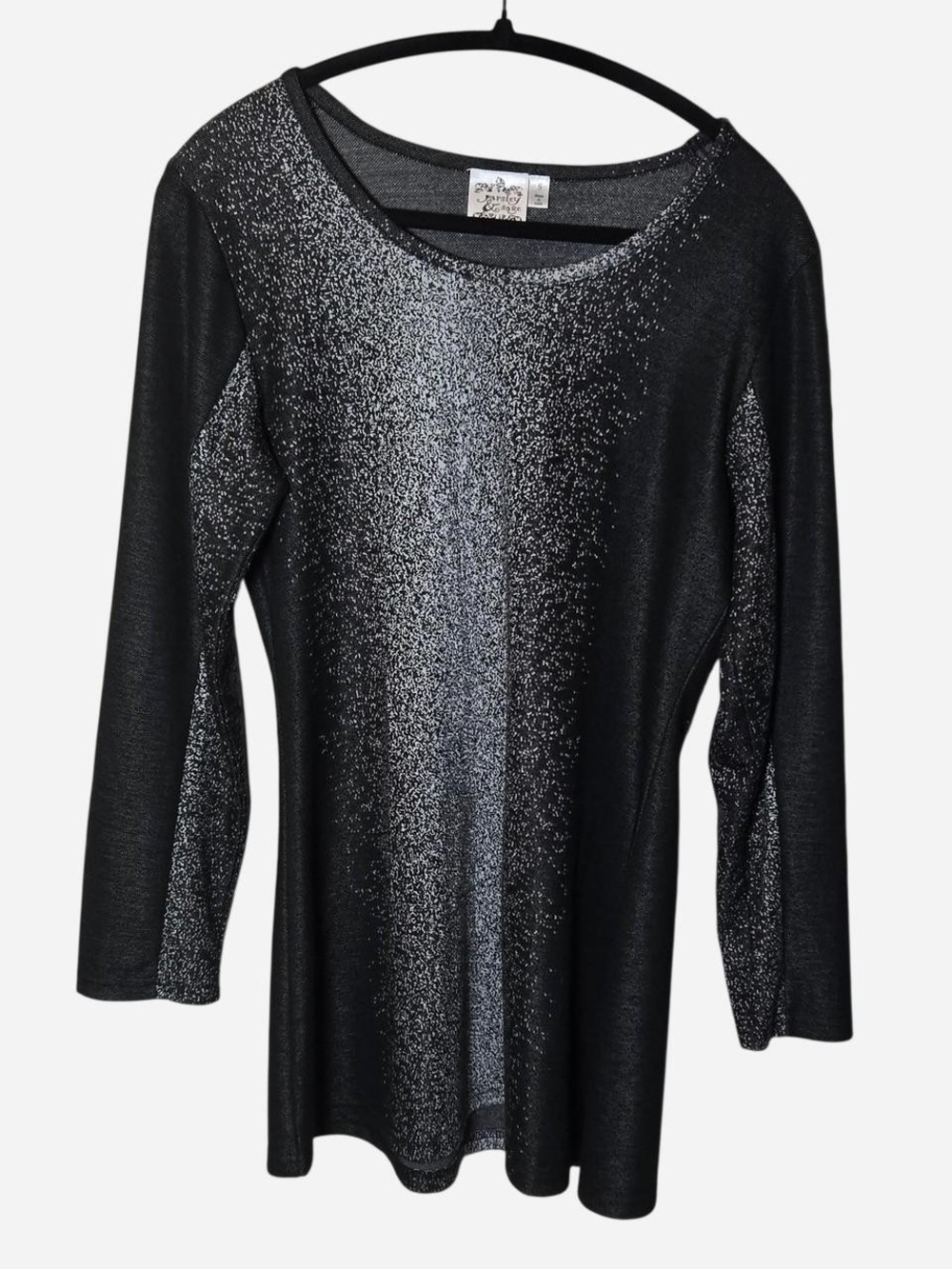 Parsley & Sage gradient artsy art-to-wear black & white long sleeve top sz S